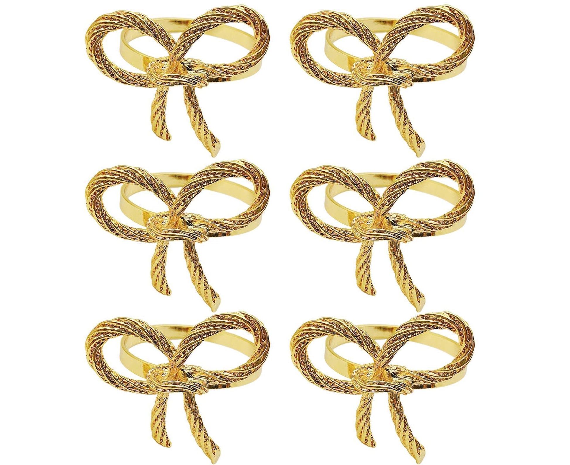 6Pcs Simple Bowknot Napkin Ring Buckle Holder Wedding Banquet Party Table Decor-Golden V1263-JX-883