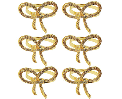 6Pcs Simple Bowknot Napkin Ring Buckle Holder Wedding Banquet Party Table Decor-Golden V1263-JX-883