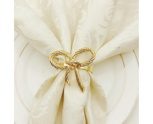 6Pcs Simple Bowknot Napkin Ring Buckle Holder Wedding Banquet Party Table Decor-Golden V1263-JX-883