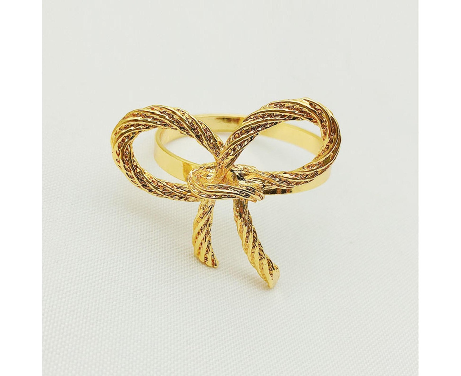 6Pcs Simple Bowknot Napkin Ring Buckle Holder Wedding Banquet Party Table Decor-Golden V1263-JX-883