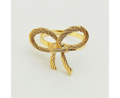6Pcs Simple Bowknot Napkin Ring Buckle Holder Wedding Banquet Party Table Decor-Golden V1263-JX-883