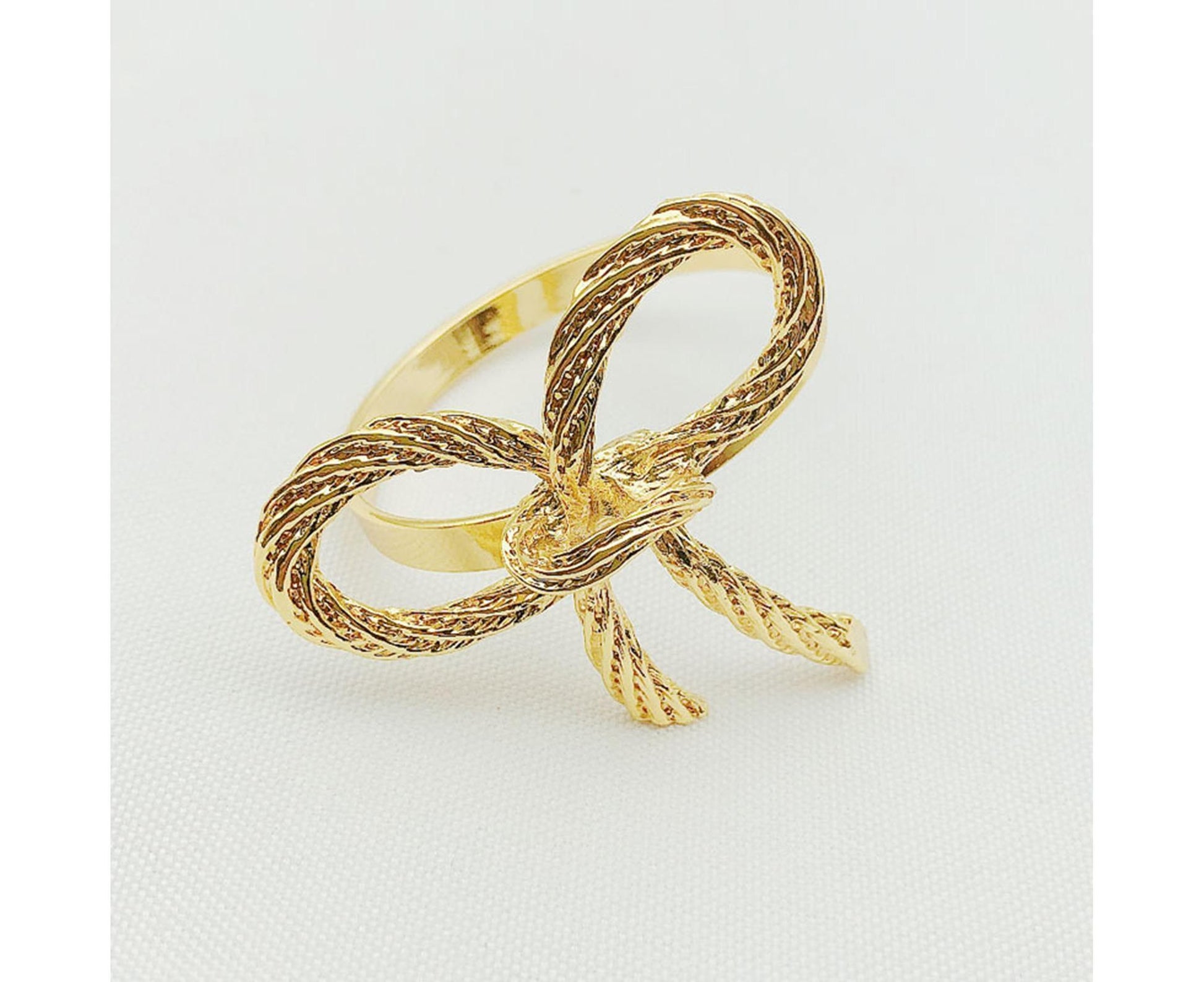 6Pcs Simple Bowknot Napkin Ring Buckle Holder Wedding Banquet Party Table Decor-Golden V1263-JX-883