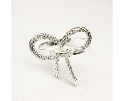 6Pcs Simple Bowknot Napkin Ring Buckle Holder Wedding Banquet Party Table Decor-Golden V1263-JX-883