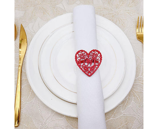 6Pcs Decorative Napkin Ring Effective Love Heart Shaped Metal Napkin Holder Desktop Decor-Red V1263-JX-884