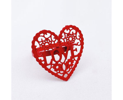 6Pcs Decorative Napkin Ring Effective Love Heart Shaped Metal Napkin Holder Desktop Decor-Red V1263-JX-884