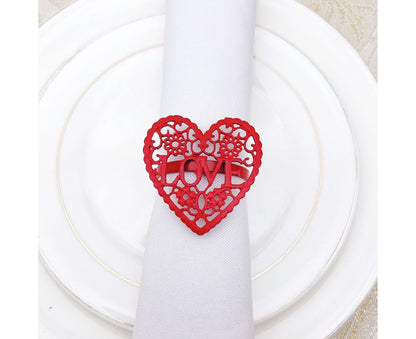 6Pcs Decorative Napkin Ring Effective Love Heart Shaped Metal Napkin Holder Desktop Decor-Red V1263-JX-884