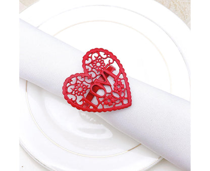 6Pcs Decorative Napkin Ring Effective Love Heart Shaped Metal Napkin Holder Desktop Decor-Red V1263-JX-884