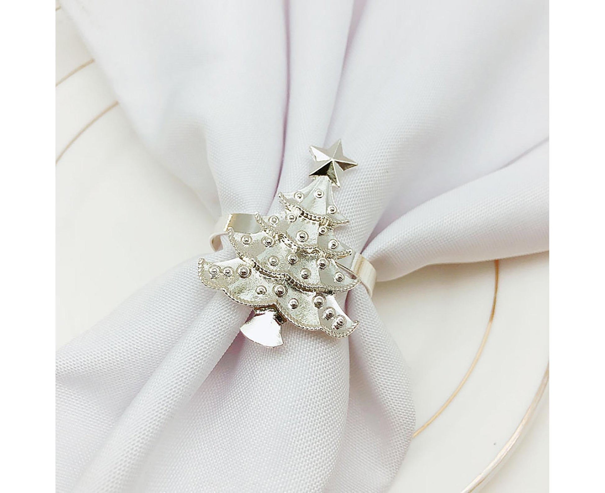 6Pcs Christmas Tree Wedding Home Xmas Party Table Decor Towel Buckle Napkin Ring-Golden V1263-JX-885