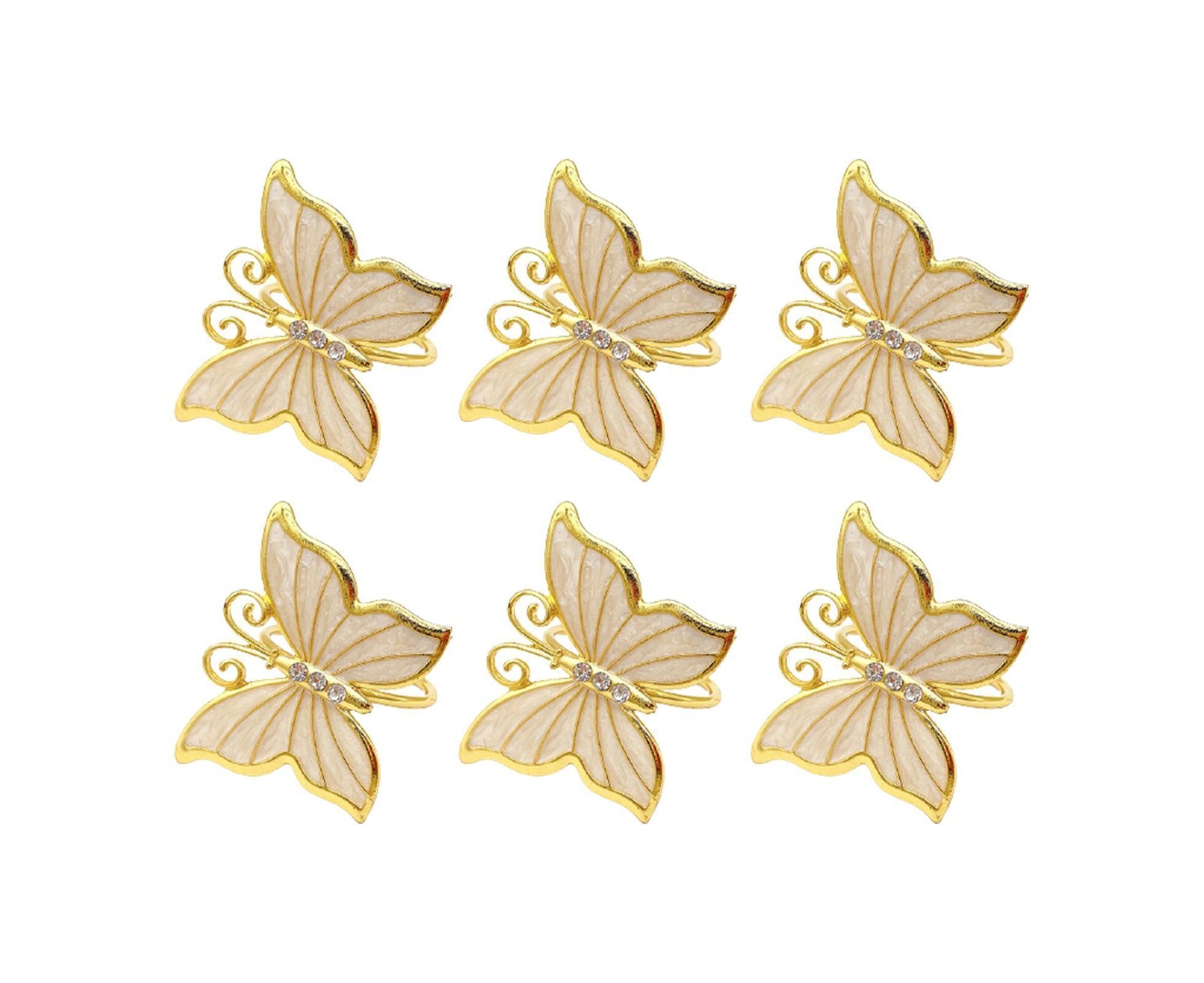 6Pcs Butterfly Shape Napkin Holder Table Decoration - Beige Yellow V1263-JX-886