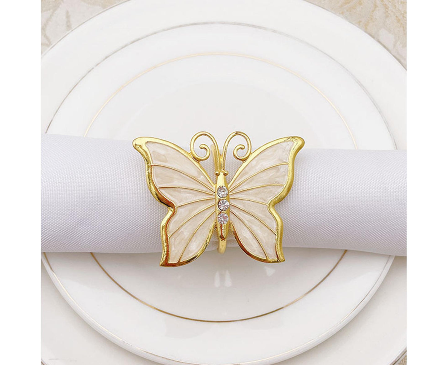 6Pcs Butterfly Shape Napkin Holder Table Decoration - Beige Yellow V1263-JX-886