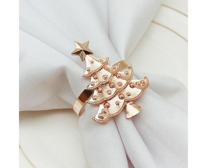6Pcs Christmas Tree Wedding Home Xmas Party Table Decor Towel Buckle Napkin Ring-Silver V1263-JX-888