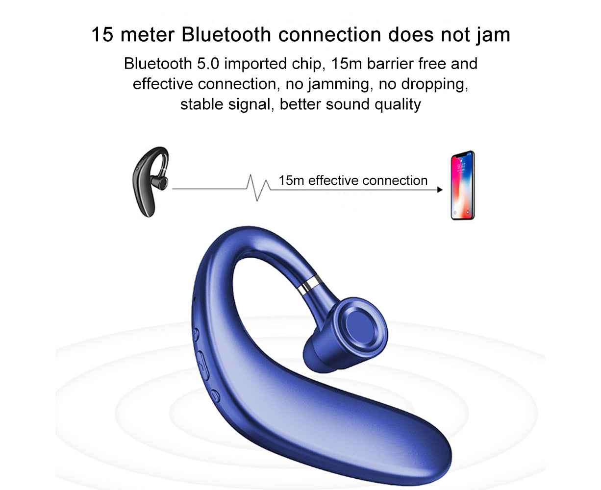 Wireless Bluetooth Earpiece V5.0 35 Hrs Talktime Hands-Free Earphones. V1263-JX-89