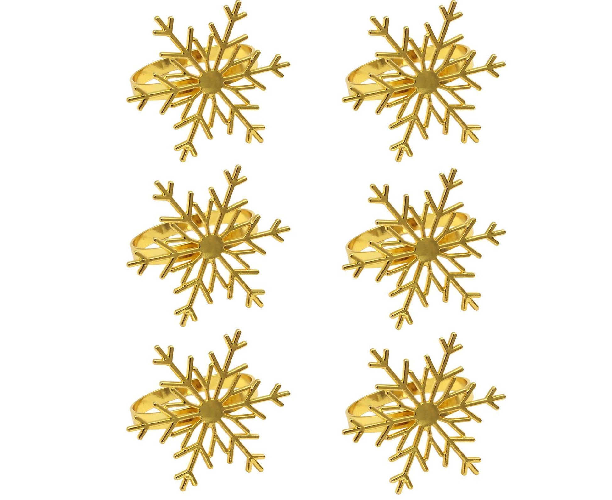 6Pcs Snowflake Shape Napkin Ring - Golden V1263-JX-890