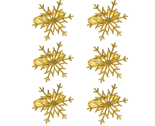 6Pcs Snowflake Shape Napkin Ring - Golden V1263-JX-890