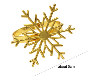 6Pcs Snowflake Shape Napkin Ring - Golden V1263-JX-890
