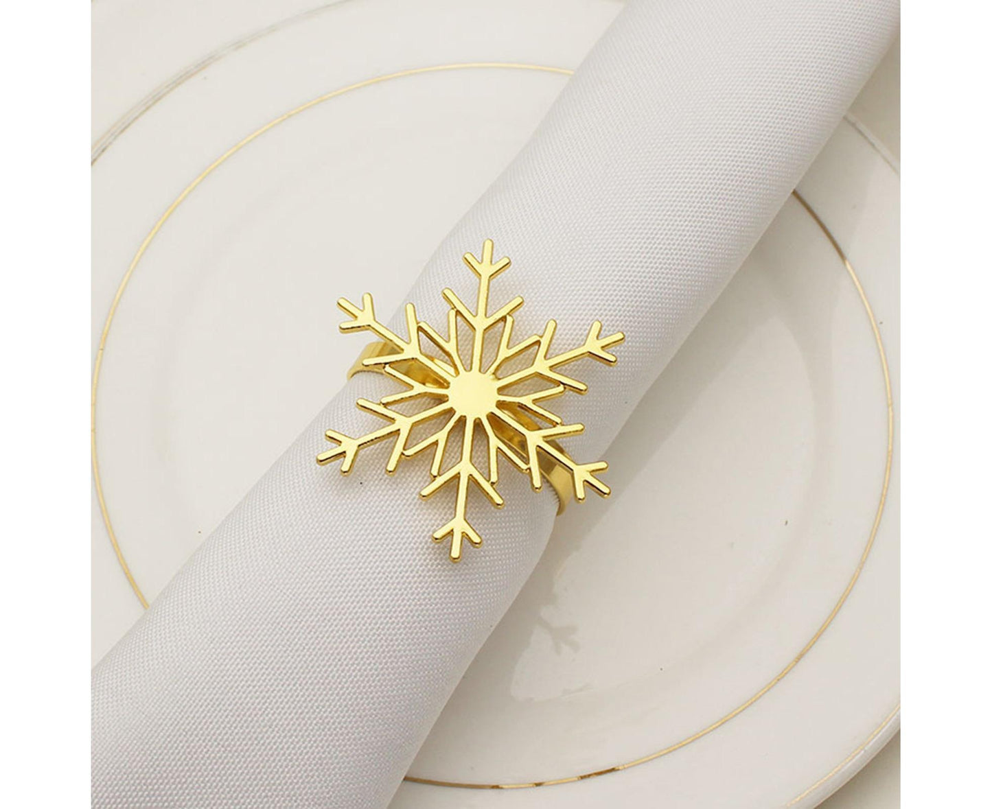 6Pcs Snowflake Shape Napkin Ring - Golden V1263-JX-890