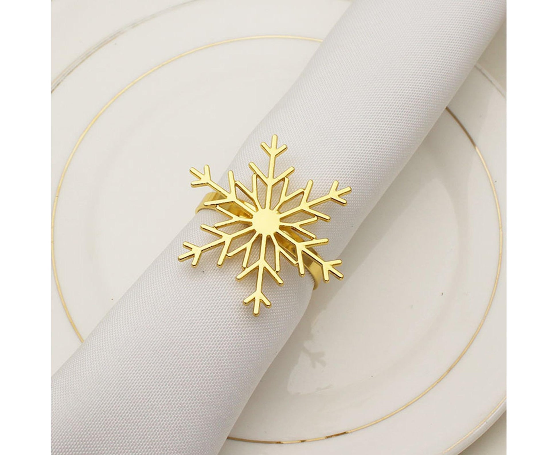 6Pcs Snowflake Shape Napkin Ring - Golden V1263-JX-890