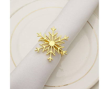 6Pcs Snowflake Shape Napkin Ring - Golden V1263-JX-890