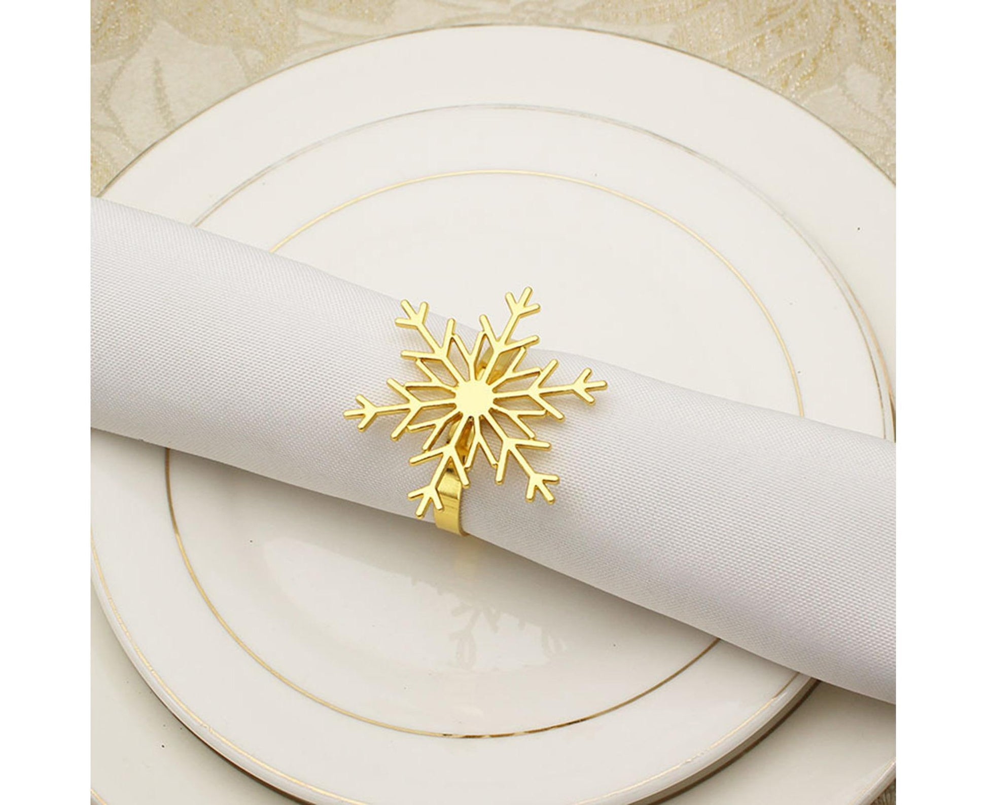 6Pcs Snowflake Shape Napkin Ring - Golden V1263-JX-890