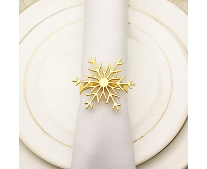 6Pcs Snowflake Shape Napkin Ring - Golden V1263-JX-890
