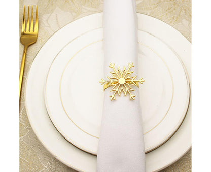 6Pcs Snowflake Shape Napkin Ring - Golden V1263-JX-890