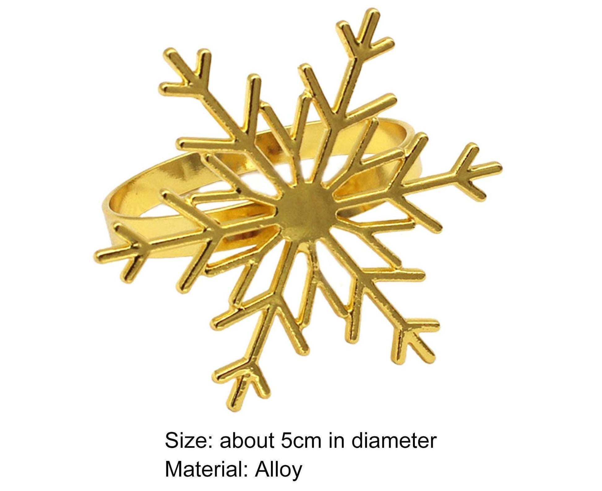 6Pcs Snowflake Shape Napkin Ring - Golden V1263-JX-890