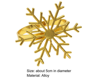 6Pcs Snowflake Shape Napkin Ring - Golden V1263-JX-890