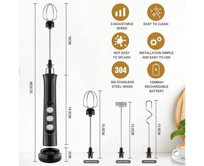 Milk Frother - Handheld Electric - USB Rechargeable V1263-JX-891