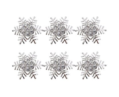6Pcs Napkin Rings Snowflake Shape Multi-purpose Alloy Snowflake Napkin Rings Set for Gift-Silver V1263-JX-892