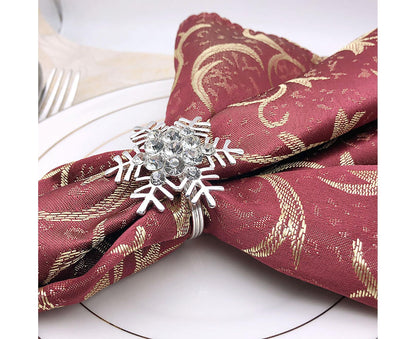 6Pcs Napkin Rings Snowflake Shape Multi-purpose Alloy Snowflake Napkin Rings Set for Gift-Silver V1263-JX-892