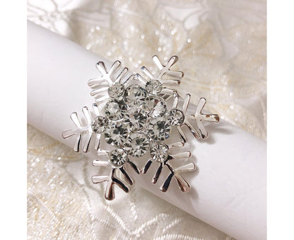 6Pcs Napkin Rings Snowflake Shape Multi-purpose Alloy Snowflake Napkin Rings Set for Gift-Silver V1263-JX-892