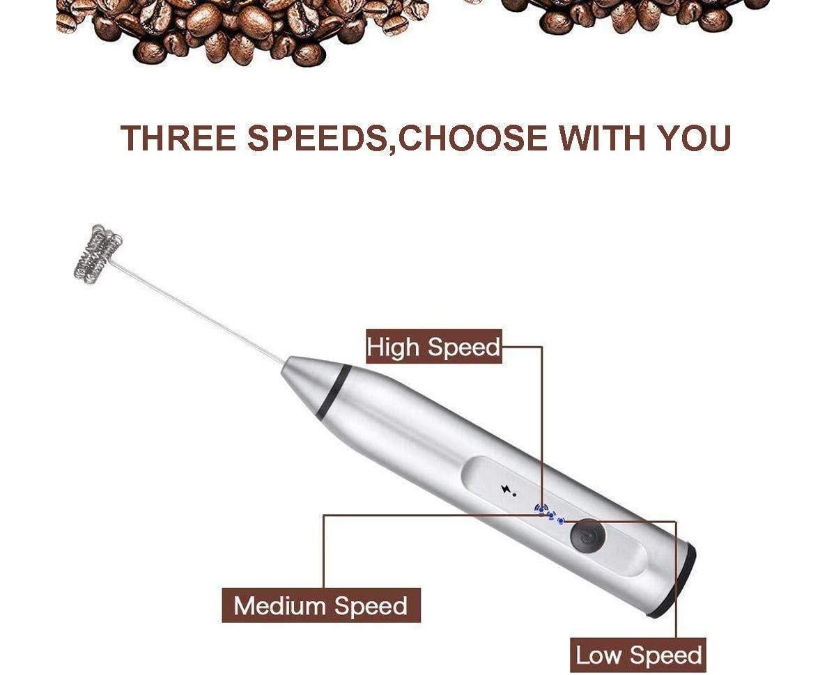 Milk Frother - Handheld Rechargeable - Stainless Whisks V1263-JX-893