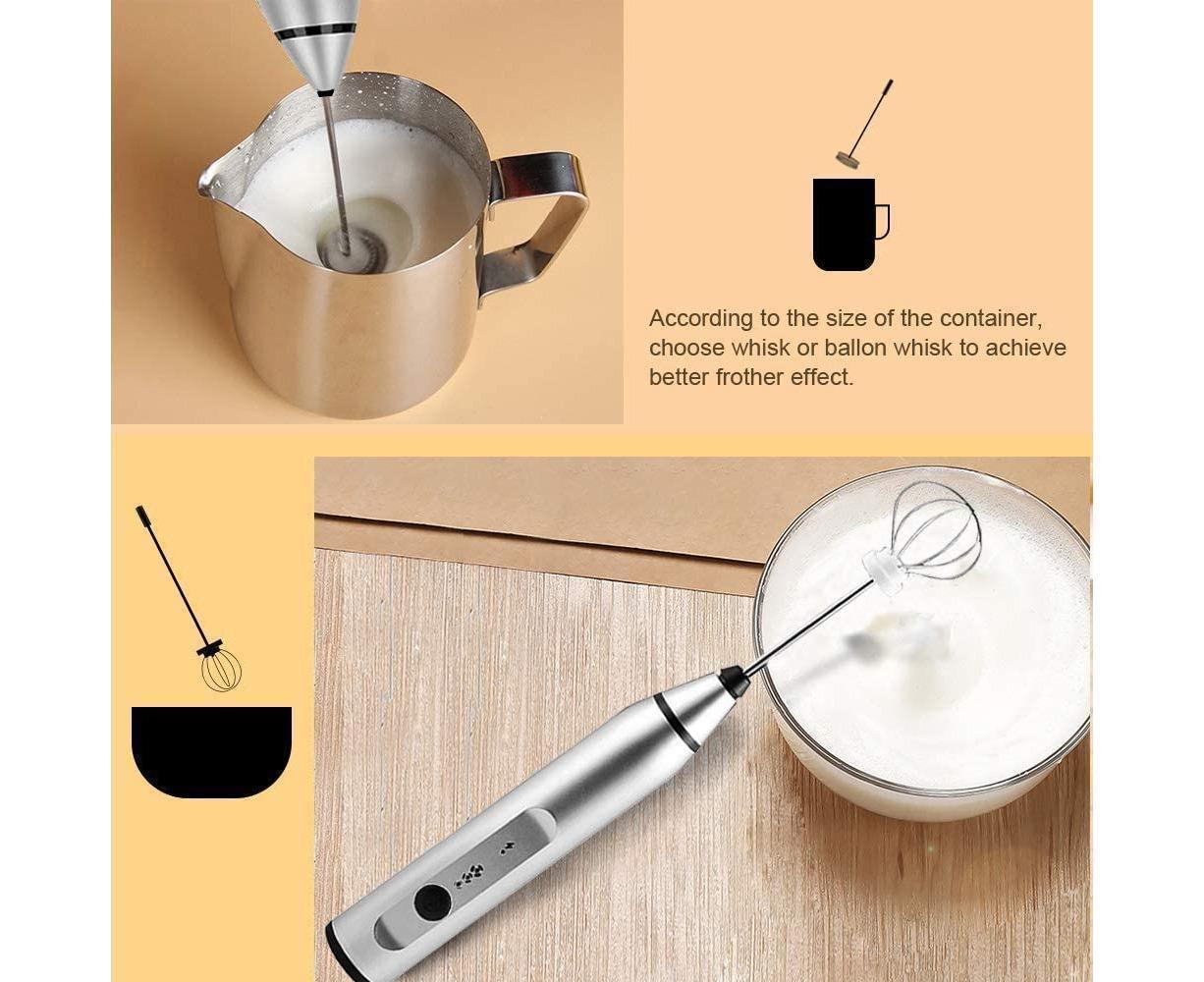 Milk Frother - Handheld Rechargeable - Stainless Whisks V1263-JX-893