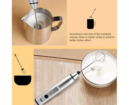 Milk Frother - Handheld Rechargeable - Stainless Whisks V1263-JX-893