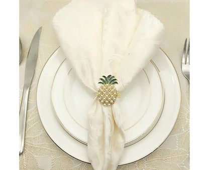 6Pcs Napkin Rings Pineapple Shape Faux Pearl Beaded Restaurant Hotel Table Decor-Silver V1263-JX-894