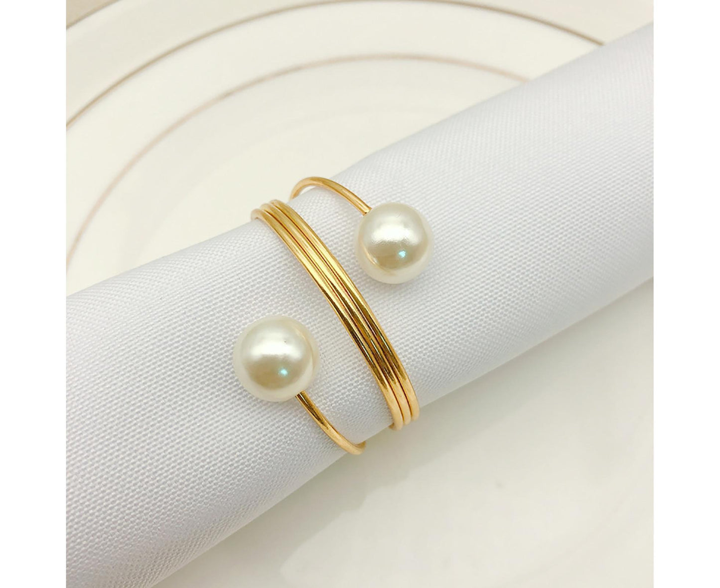 6Pcs Artificial Pearl Spring Shape Towel Napkin Ring Hotel Party Banquet Decor-Silver V1263-JX-895