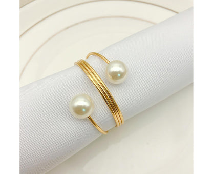 6Pcs Artificial Pearl Spring Shape Towel Napkin Ring Hotel Party Banquet Decor-Silver V1263-JX-895