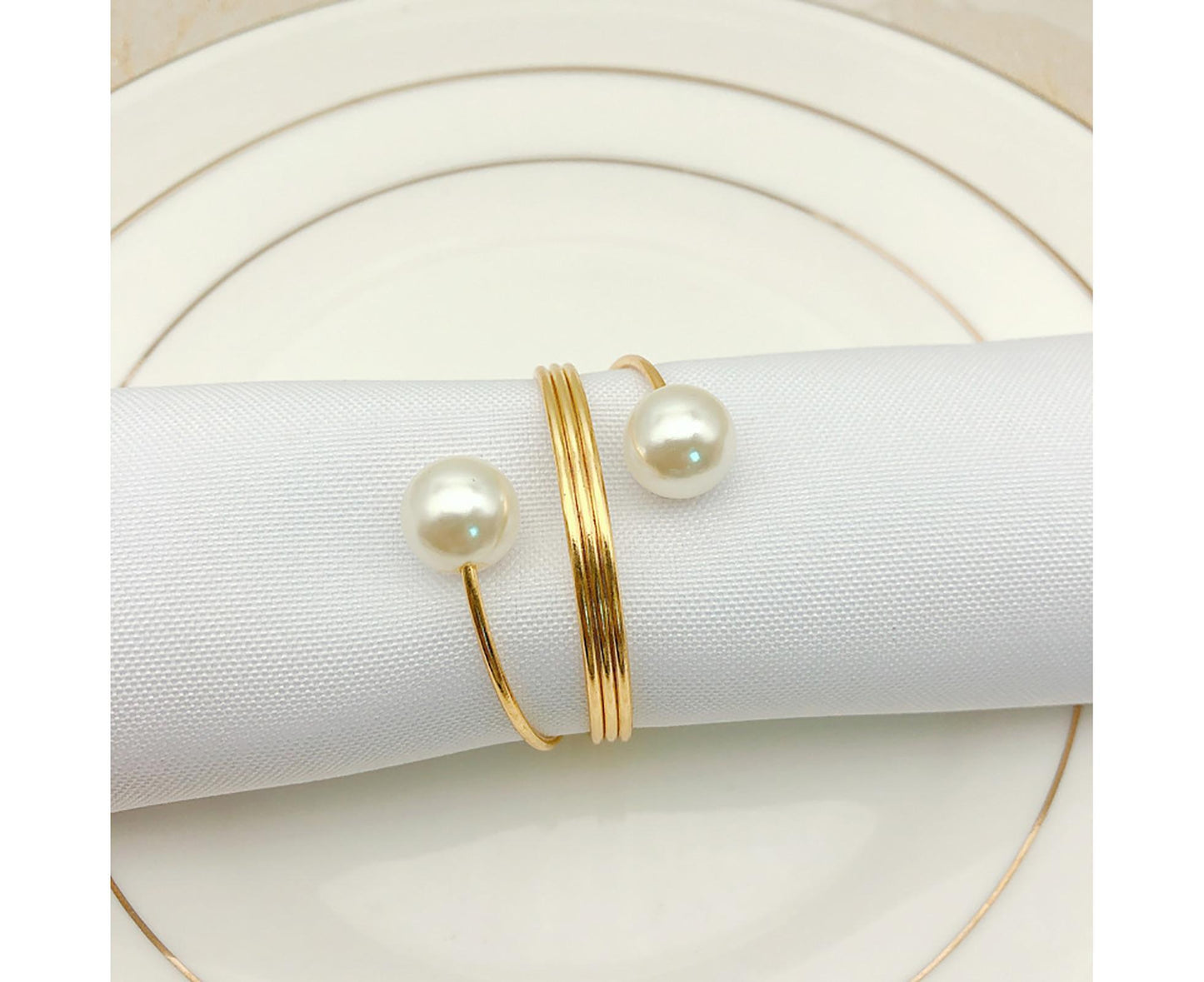 6Pcs Artificial Pearl Spring Shape Towel Napkin Ring Hotel Party Banquet Decor-Silver V1263-JX-895