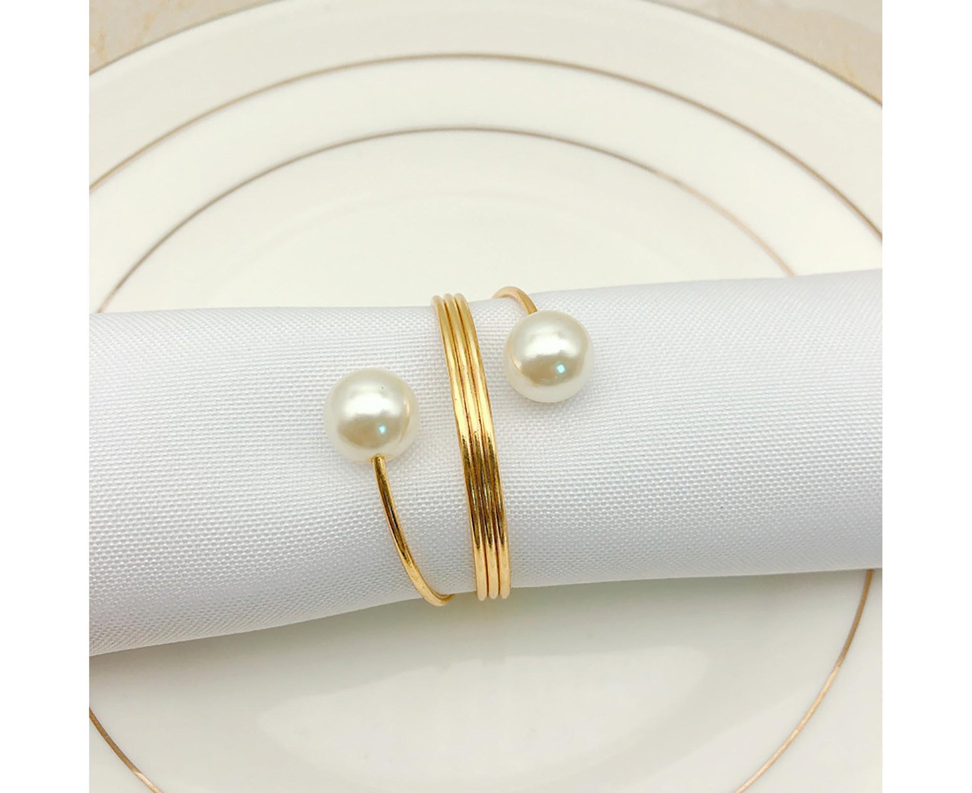 6Pcs Artificial Pearl Spring Shape Towel Napkin Ring Hotel Party Banquet Decor-Silver V1263-JX-895