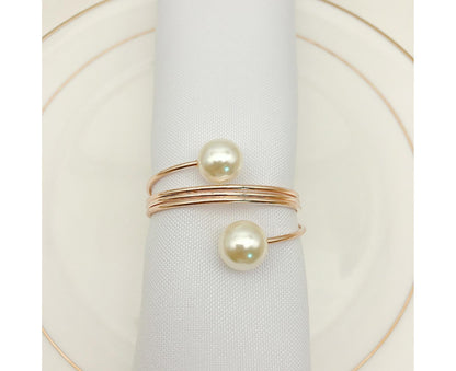 6Pcs Artificial Pearl Spring Shape Towel Napkin Ring Hotel Party Banquet Decor-Silver V1263-JX-895