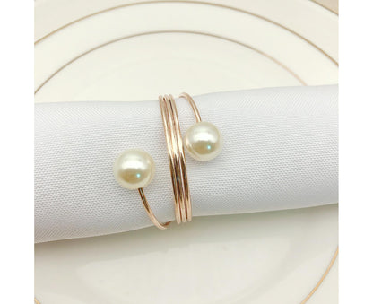 6Pcs Artificial Pearl Spring Shape Towel Napkin Ring Hotel Party Banquet Decor-Silver V1263-JX-895