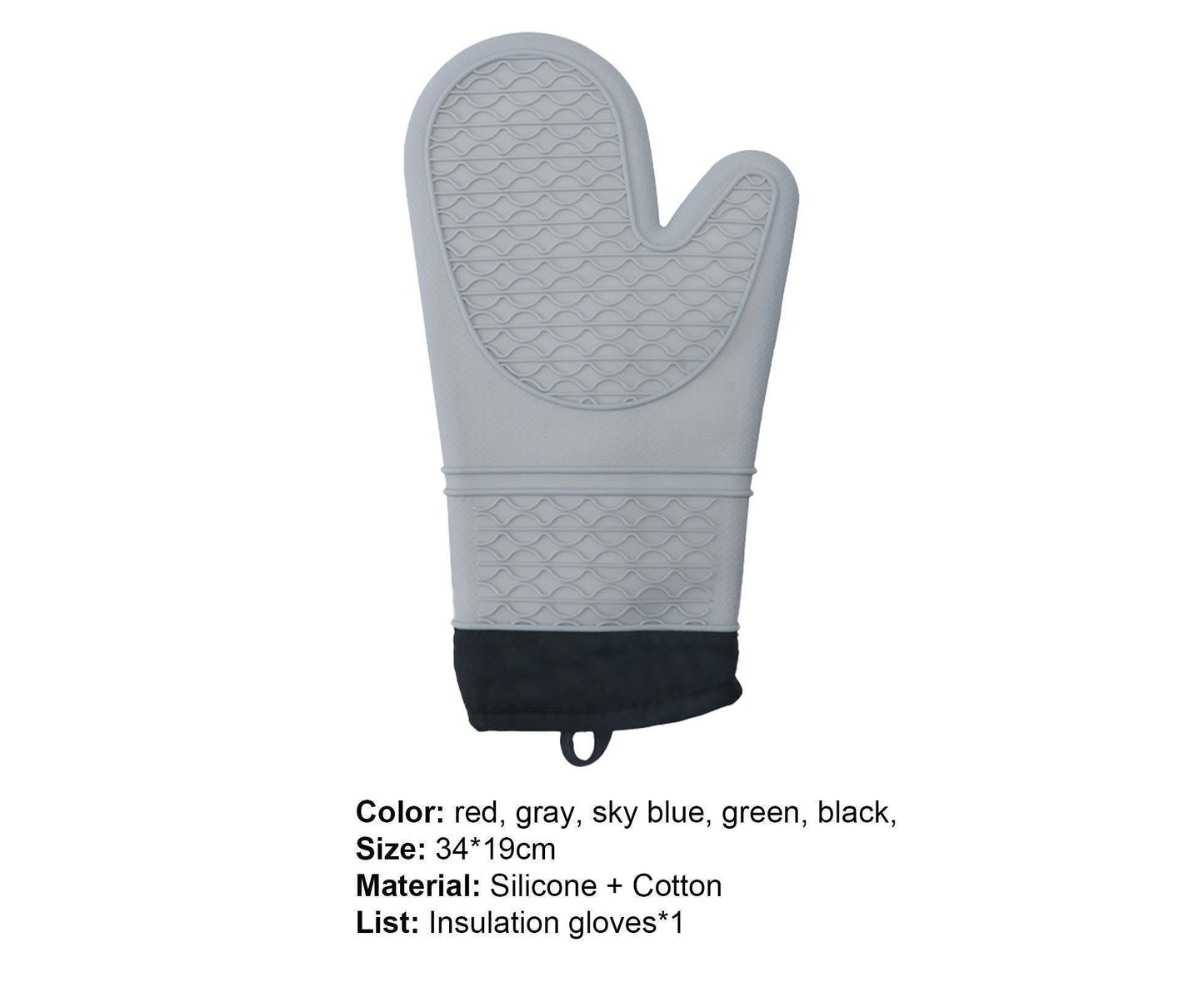 1Pc Oven Mitt Silicone Extra Length - Gray V1263-JX-898