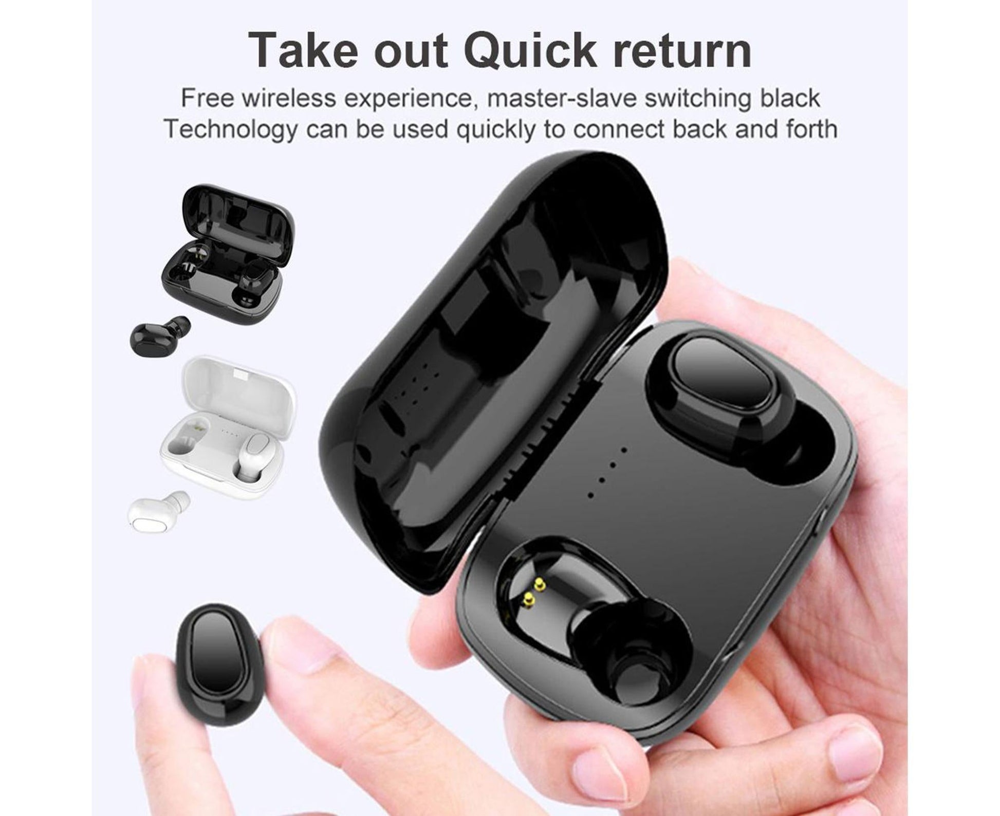 True Wireless Earbuds - Stereo Sound - Sports Bluetooth 5.0 - Black V1263-JX-9