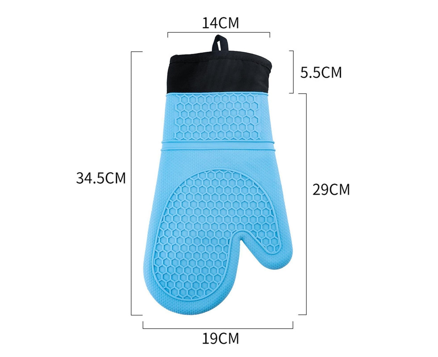 1Pc Waterproof Heat Resistant Silicone Mitt Triple Layer Hot Pads Oven Glove for Kitchen-Blue V1263-JX-900