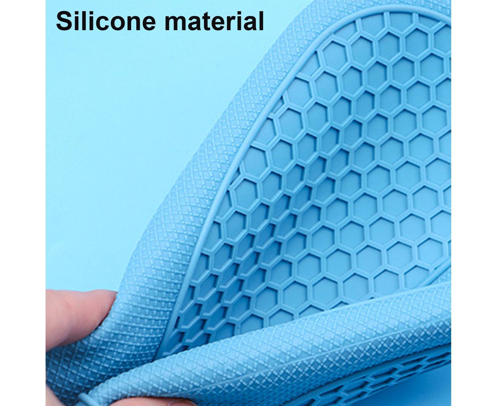 1Pc Waterproof Heat Resistant Silicone Mitt Triple Layer Hot Pads Oven Glove for Kitchen-Blue V1263-JX-900