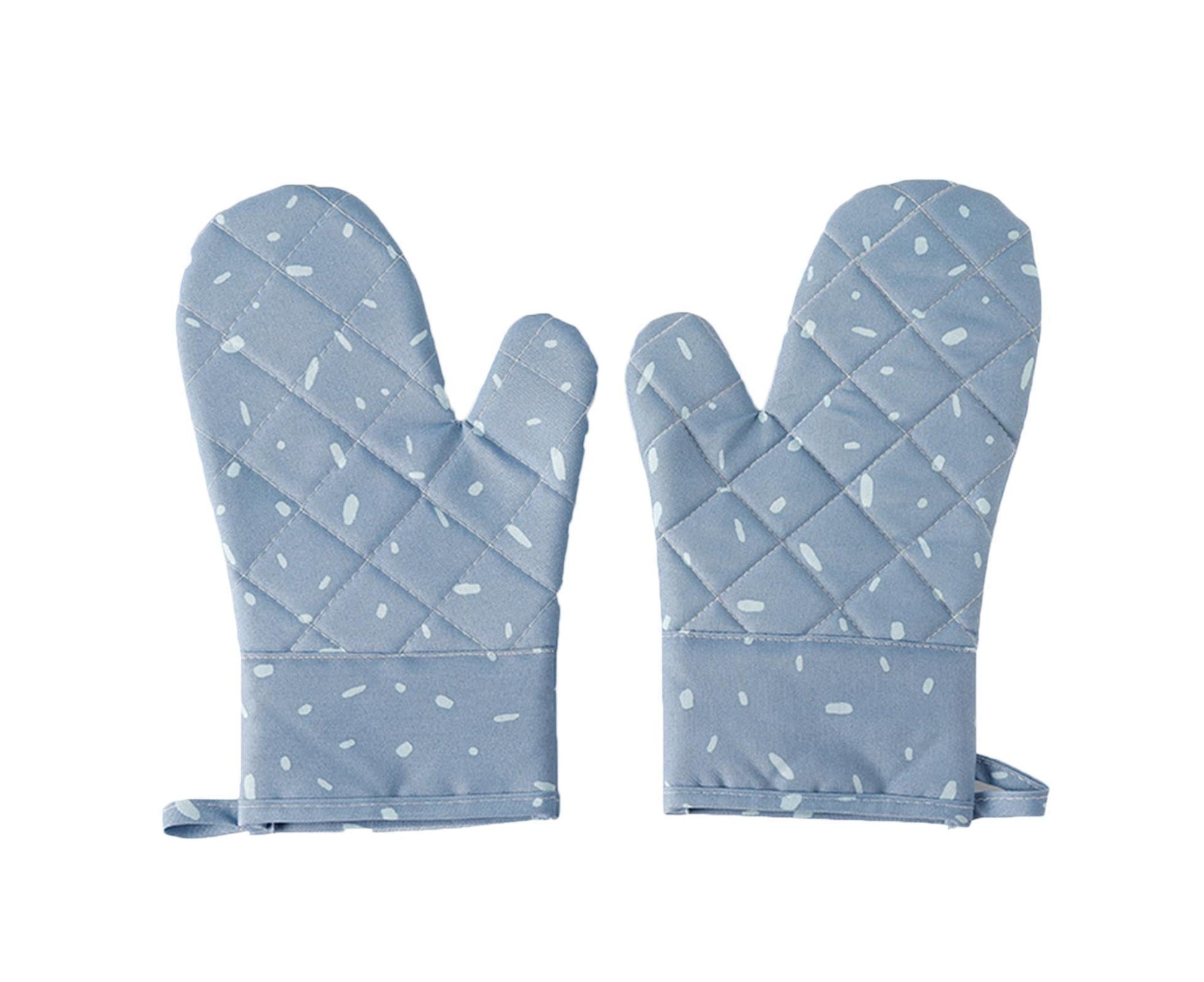 1 Pair Oven Gloves Anti-sbabies Heat Insulation Fabric Thicker Baking Mitts for Kitchen-Blue V1263-JX-901