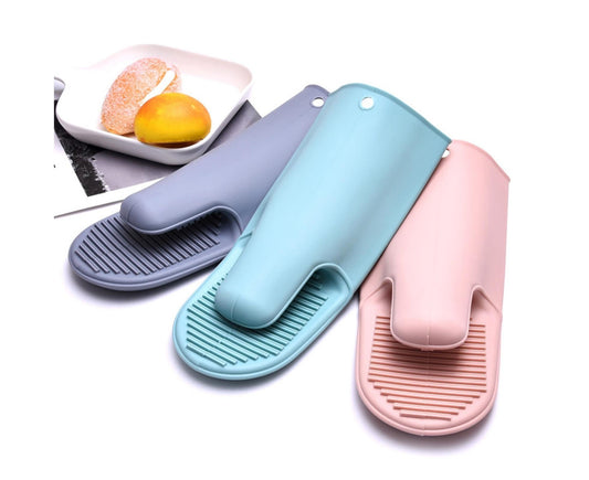 Heat Resistant Silicone Non-slip Oven Grilling BBQ Mitts Cooking Baking Gloves-Pink V1263-JX-904