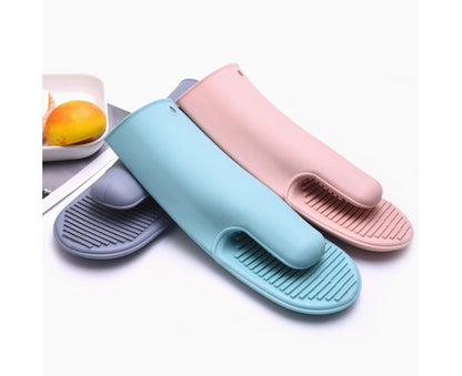 Heat Resistant Silicone Non-slip Oven Grilling BBQ Mitts Cooking Baking Gloves-Pink V1263-JX-904