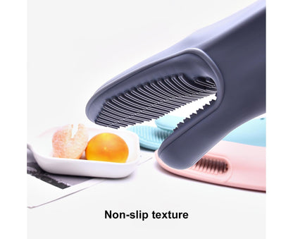 Heat Resistant Silicone Non-slip Oven Grilling BBQ Mitts Cooking Baking Gloves-Pink V1263-JX-904