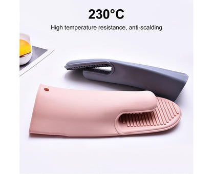 Heat Resistant Silicone Non-slip Oven Grilling BBQ Mitts Cooking Baking Gloves-Green V1263-JX-907